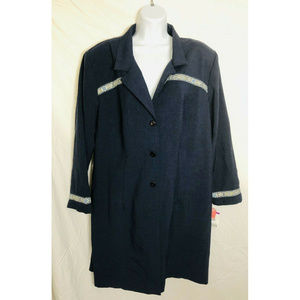 Vintage Women's Cattrell Tunic Button Sz 20 P Navy